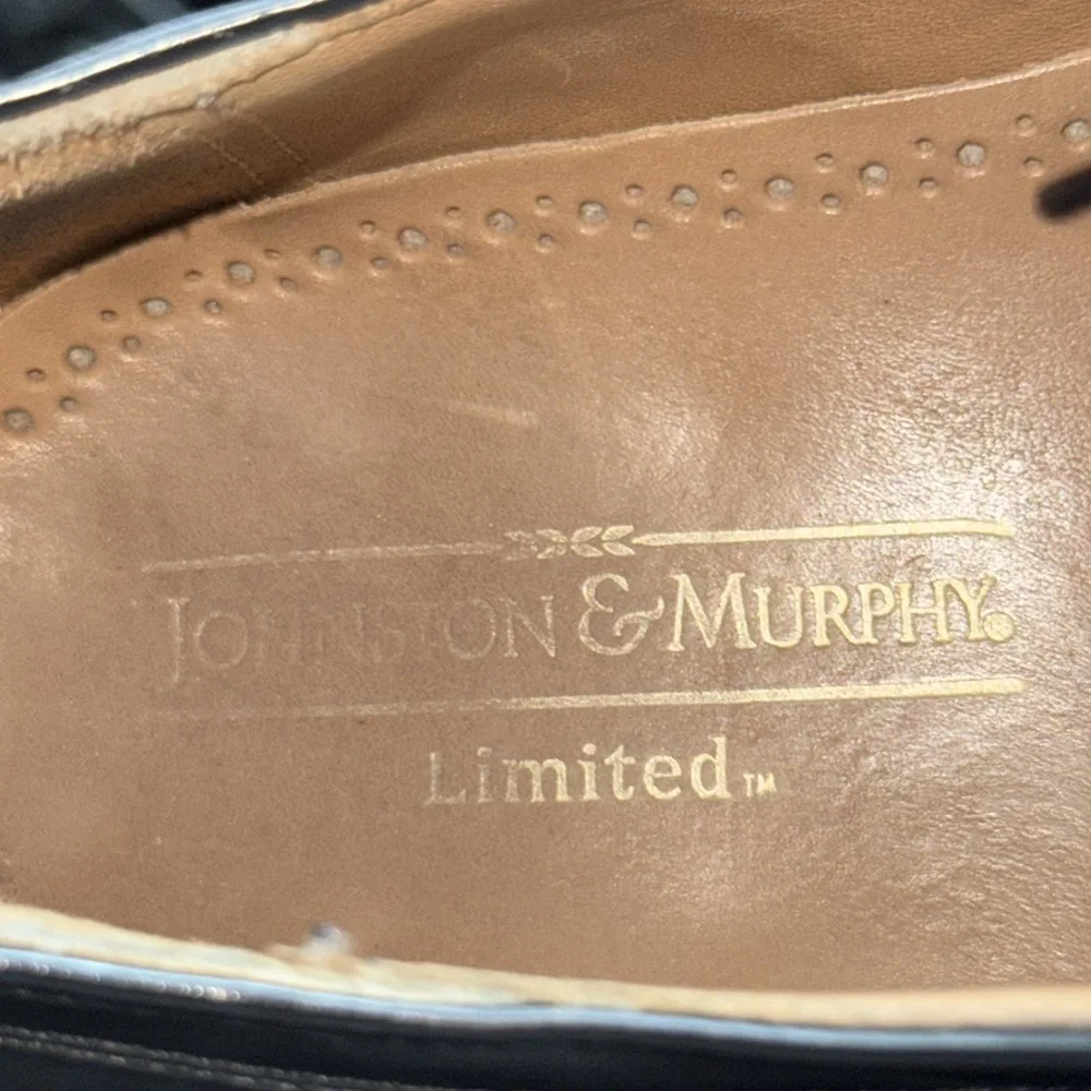 Johnston & Murphy Black Bradford Cap Toe Leather Men's Dress Shoes Sz‎ 8 1/2